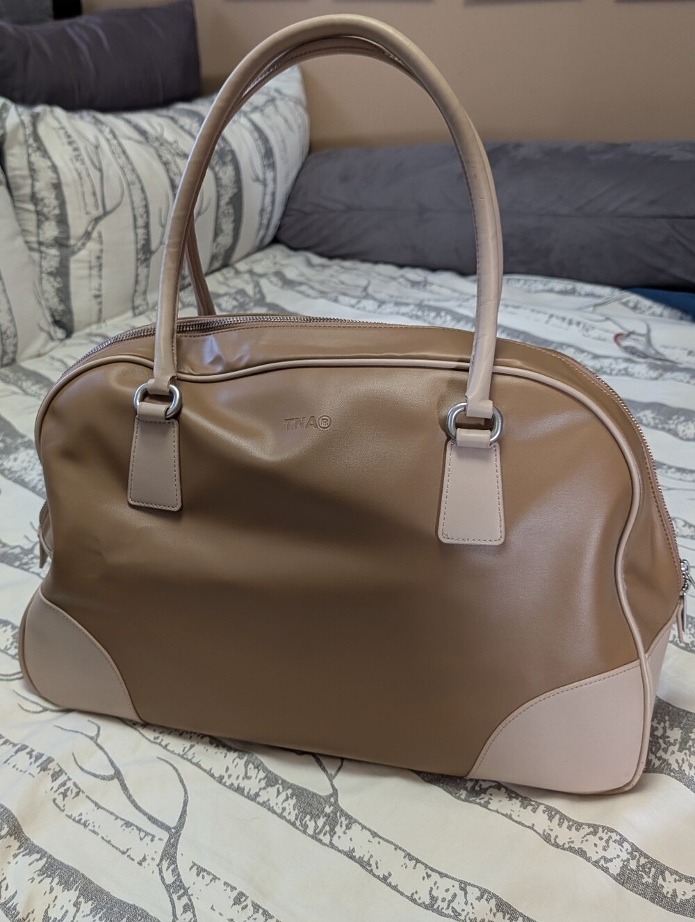 Aritzia Two-Tone Brown & Beige Travel Tote